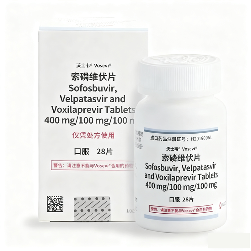 Vosevi-Sofosbuvir, Velpatasvir and Voxilaprevir tablets product packaging